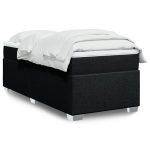 Pat box spring cu saltea, negru, 90×200 cm, textil