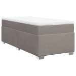 Pat box spring cu saltea, gri taupe, 90×200 cm, textil