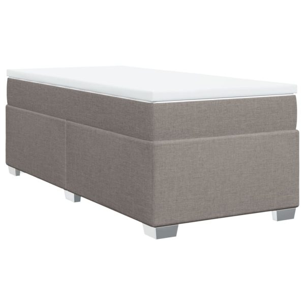 Pat box spring cu saltea, gri taupe, 90×200 cm, textil