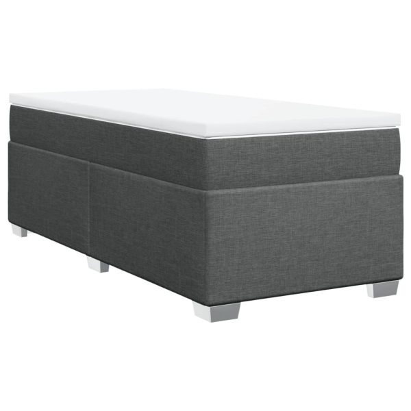 Pat box spring cu saltea, gri închis, 100×200 cm, textil