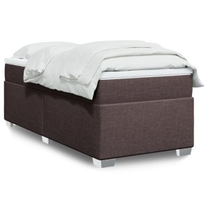 Pat box spring cu saltea, maro închis, 100×200 cm, textil