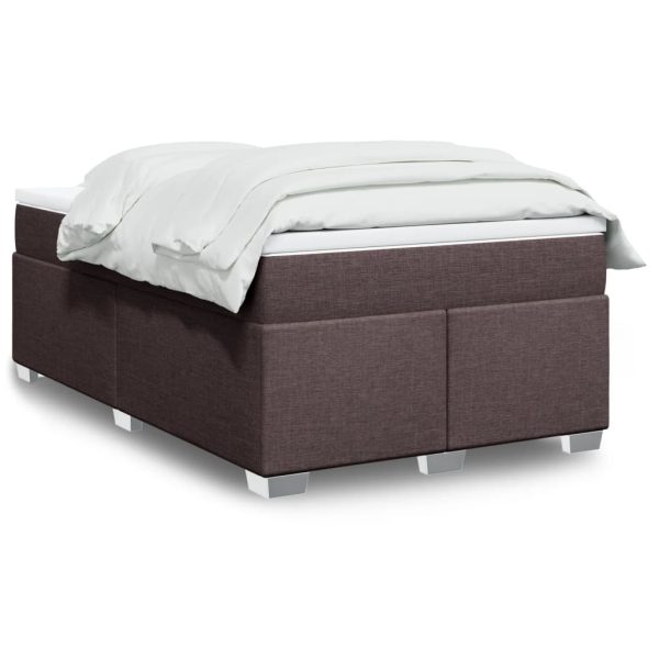 Pat box spring cu saltea, maro închis, 120×190 cm, textil