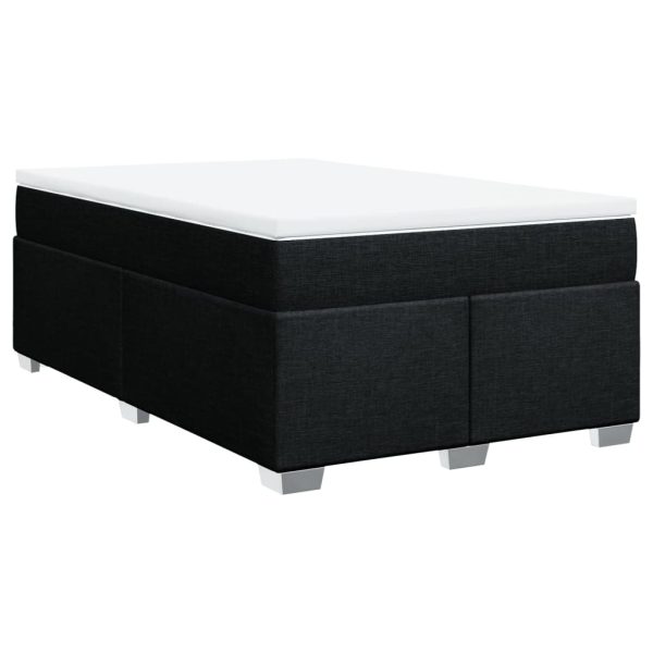 Pat box spring cu saltea, negru, 120×200 cm, textil