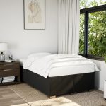 Pat box spring cu saltea, negru, 120×200 cm, textil