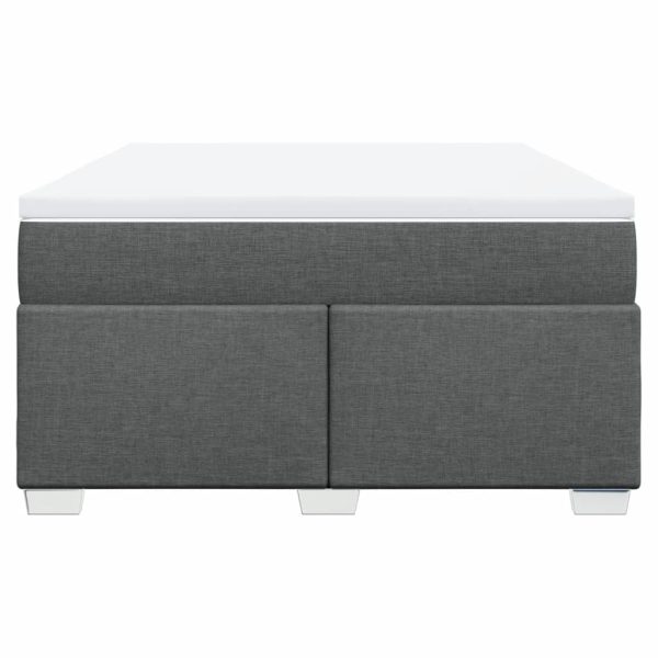 Pat box spring cu saltea, gri închis, 140×190 cm, textil