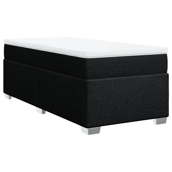 Pat box spring cu saltea, negru, 90×190 cm, textil