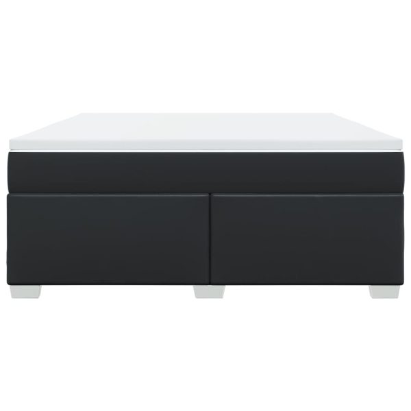 Pat box spring cu saltea, negru, 180×200 cm, piele ecologică