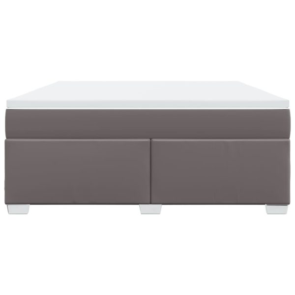 Pat box spring cu saltea, gri, 180×200 cm, piele ecologică
