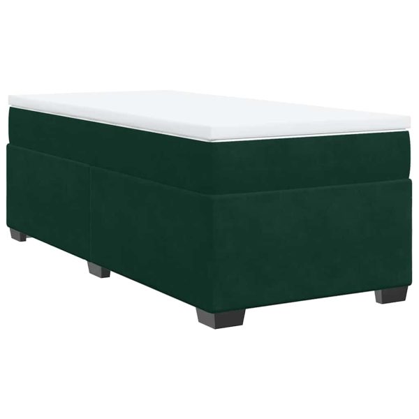 Pat box spring cu saltea, verde închis, 90×190 cm, catifea