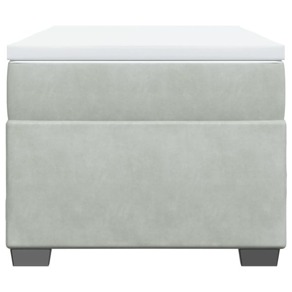Pat box spring cu saltea, gri deschis, 100×200 cm, catifea