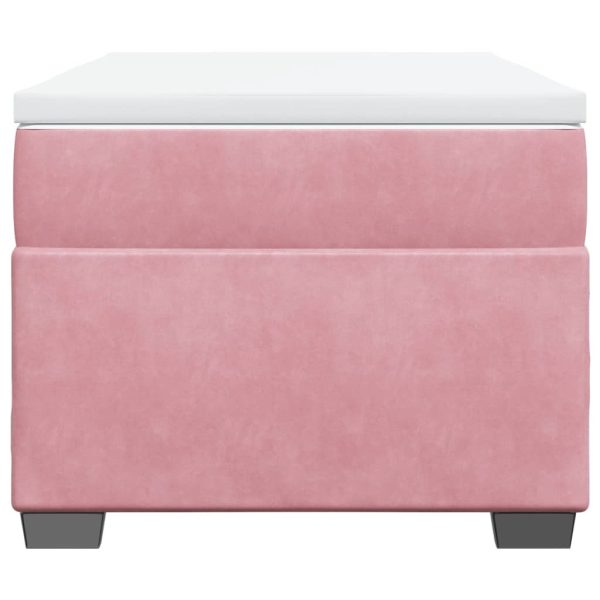 Pat box spring cu saltea, roz, 100×200 cm, catifea