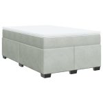 Pat continental cu saltea, gri deschis, 120×200 cm, catifea