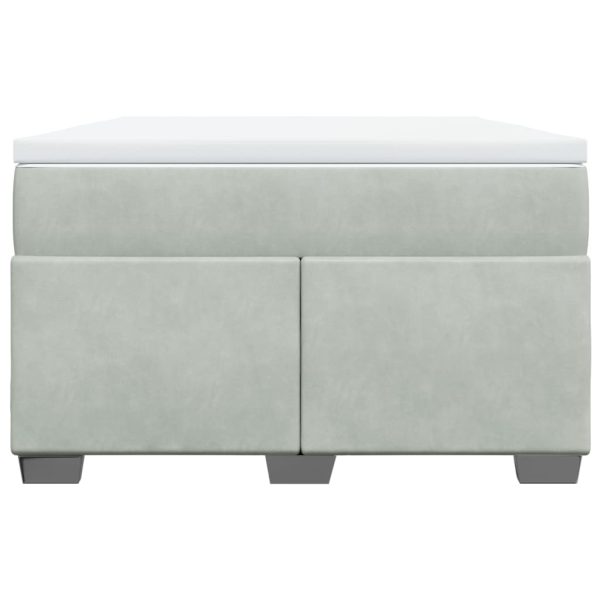 Pat continental cu saltea, gri deschis, 120×200 cm, catifea