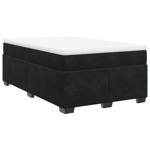 Pat box spring cu saltea, negru, 120×200 cm, catifea