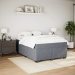 Pat box spring cu saltea, gri închis, 140×190 cm, catifea