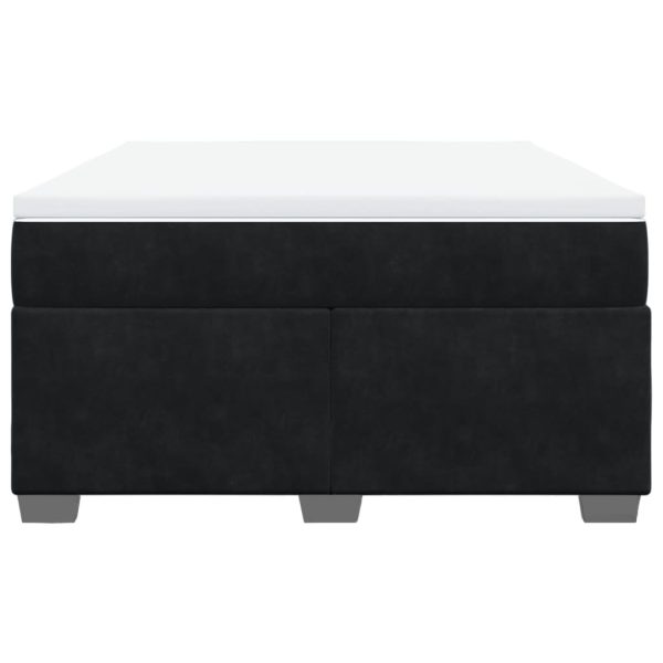 Pat box spring cu saltea, negru, 140×200 cm, catifea