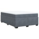 Pat box spring cu saltea, gri închis, 160×200 cm, catifea