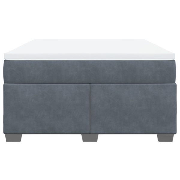 Pat box spring cu saltea, gri închis, 160×200 cm, catifea