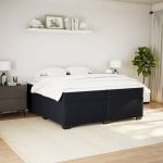 Pat box spring cu saltea, negru, 200×200 cm, catifea