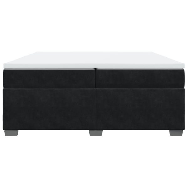 Pat box spring cu saltea, negru, 200×200 cm, catifea