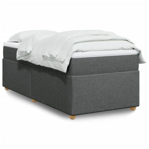 Pat box spring cu saltea, gri închis, 80×200 cm, textil