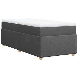 Pat box spring cu saltea, gri închis, 90×190 cm, textil