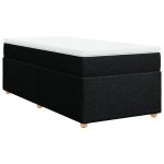 Pat box spring cu saltea, negru, 90×200 cm, textil