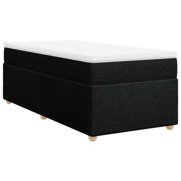 Pat box spring cu saltea, negru, 90×200 cm, textil