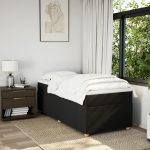 Pat box spring cu saltea, negru, 90×200 cm, textil