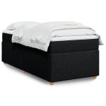 Pat box spring cu saltea, negru, 90×200 cm, textil