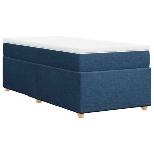 Pat box spring cu saltea, albastru, 100×200 cm, textil