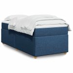 Pat box spring cu saltea, albastru, 100×200 cm, textil