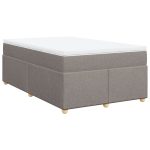 Pat box spring cu saltea, gri taupe, 120×200 cm, textil