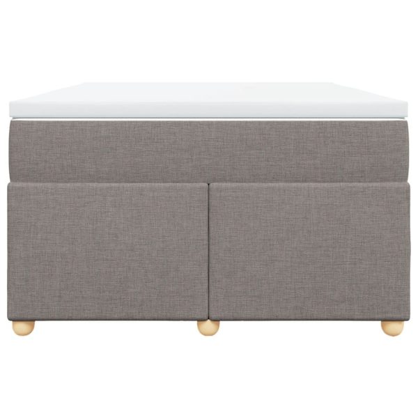 Pat box spring cu saltea, gri taupe, 120×200 cm, textil