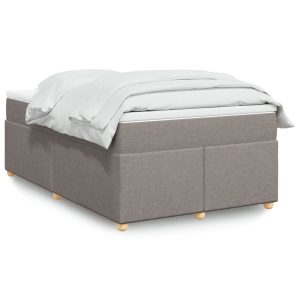 Pat box spring cu saltea, gri taupe, 120×200 cm, textil
