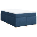 Pat box spring cu saltea, albastru, 120×200 cm, textil