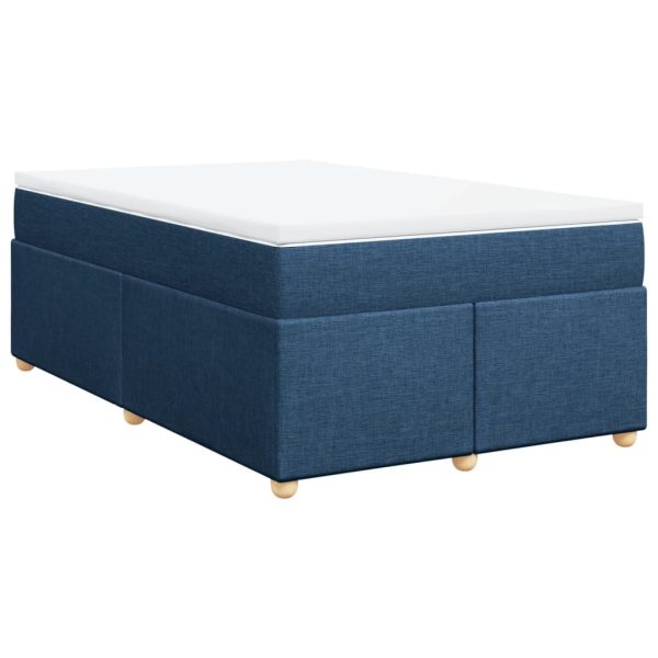 Pat box spring cu saltea, albastru, 120×200 cm, textil