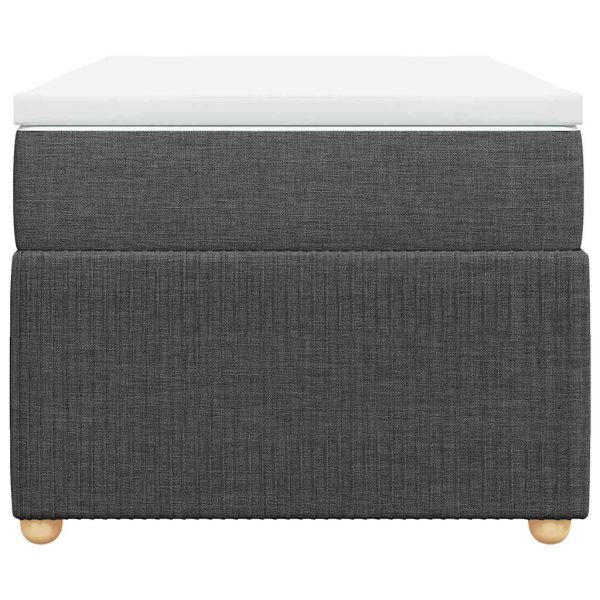 Pat box spring cu saltea, gri închis, 90×190 cm, textil