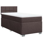 Pat box spring cu saltea, maro închis, 80×200 cm, textil