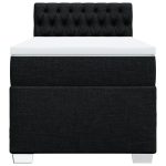 Pat box spring cu saltea, negru, 80×200 cm, textil