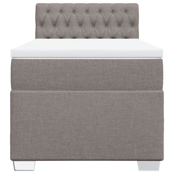 Pat box spring cu saltea, gri taupe, 80×200 cm, textil
