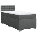 Pat box spring cu saltea, gri închis, 80×200 cm, textil