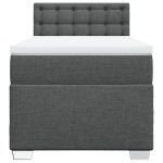 Pat box spring cu saltea, gri închis, 80×200 cm, textil