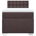 Pat box spring cu saltea, maro închis, 80×200 cm, textil