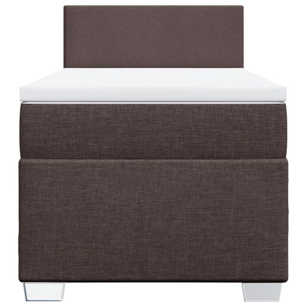 Pat box spring cu saltea, maro închis, 90×190 cm, textil