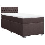 Pat box spring cu saltea, maro închis, 90×190 cm, textil