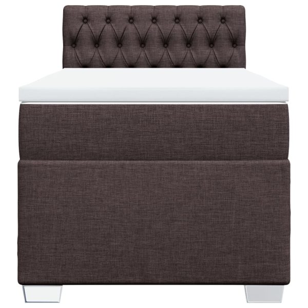 Pat box spring cu saltea, maro închis, 90×190 cm, textil