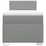 Pat box spring cu saltea, gri deschis, 90×200 cm, textil