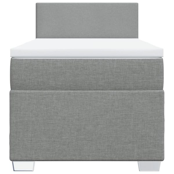 Pat box spring cu saltea, gri deschis, 90×200 cm, textil
