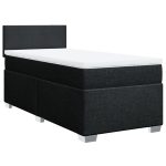 Pat box spring cu saltea, negru, 90×200 cm, textil